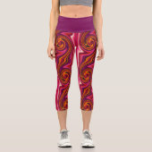 Leggings Capri Purple et Orange Swirl Cool Abstrait Psychedélique (Recto)