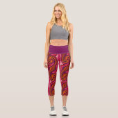 Leggings Capri Purple et Orange Swirl Cool Abstrait Psychedélique (Recto)