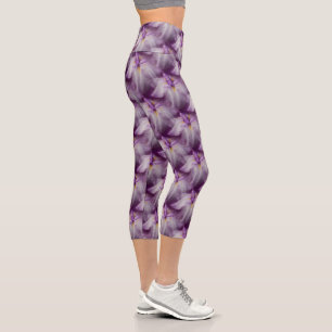 Leggings Capri Purple Japonais Iris Flower Nature