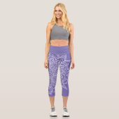 Leggings Capri Purple Periwinkle et blanc Mandala Yoga Capri (Recto)