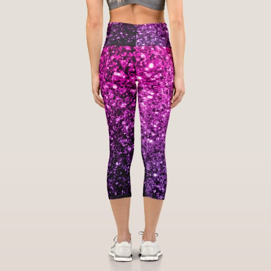 Leggings Capri Purple Pink Ombre faux parties scintillant scintil (Verso)