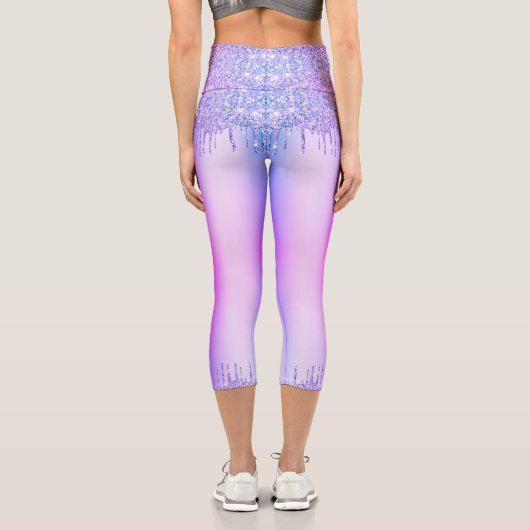 Leggings Capri Purple rose Neon Parties scintillant Danse Capri L (Verso)