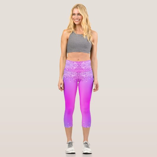 Leggings Capri Purple rose Neon Parties scintillant Danse Capri L (Recto)
