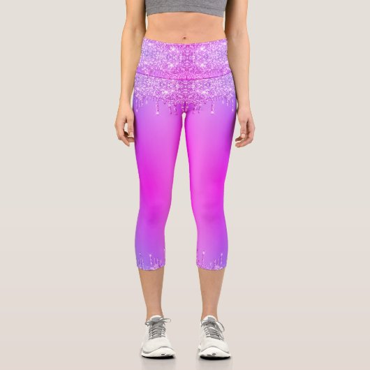 Leggings Capri Purple rose Neon Parties scintillant Danse Capri L (Recto)