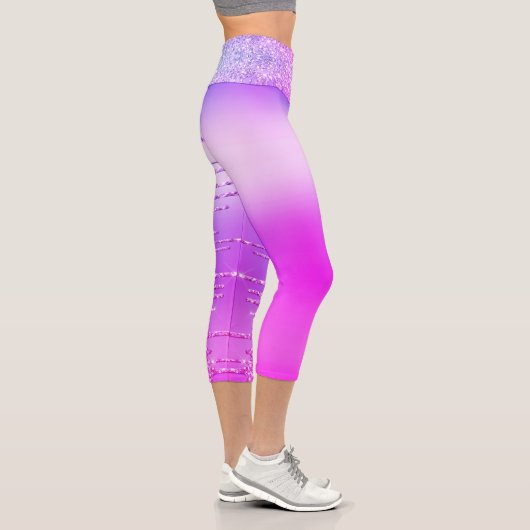 Leggings Capri Purple rose Neon Parties scintillant Éclaircisseme (Droite)