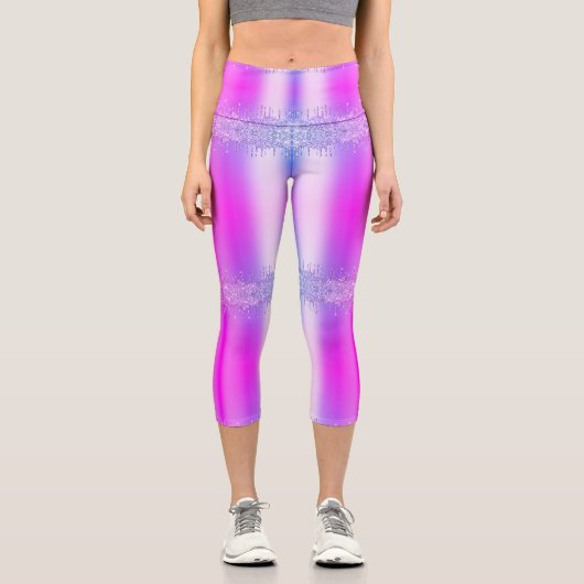 Leggings Capri Purple rose Neon Parties scintillant  Lèvres Capri (Recto)
