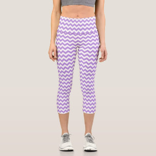 Leggings Capri Purple Zigzag, Purple Chevron, Motif géométrique