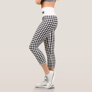 Leggings Capri Racing noir blanc Checker indicateur Initiales per