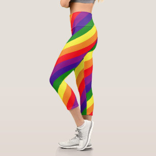 Leggings Capri Rainbow 6 Stripe LGBTQ Pride