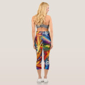 Leggings Capri Rainbow Plaid Art moderne Abstrait Swirl (Verso)