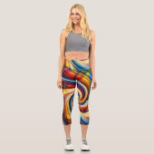 Leggings Capri Rainbow Plaid Art moderne Abstrait Swirl (Recto)