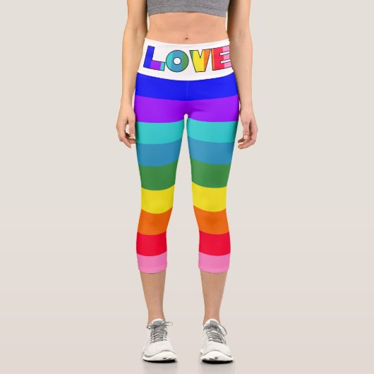 Leggings Capri Rainbow Stripes Love (Recto)