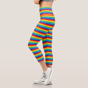 Leggings Capri Rainbow Stripes Motif LGBTQ