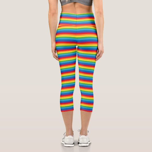 Leggings Capri Rainbow Stripes Motif LGBTQ (Verso)