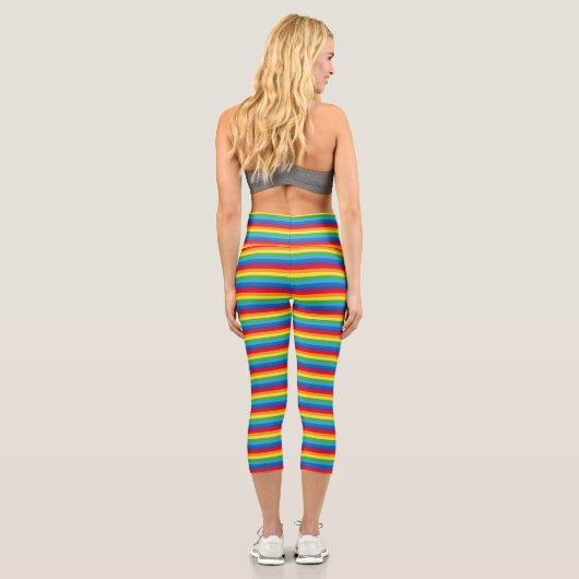 Leggings Capri Rainbow Stripes Motif LGBTQ (Verso)