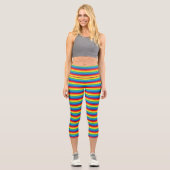 Leggings Capri Rainbow Stripes Motif LGBTQ (Recto)