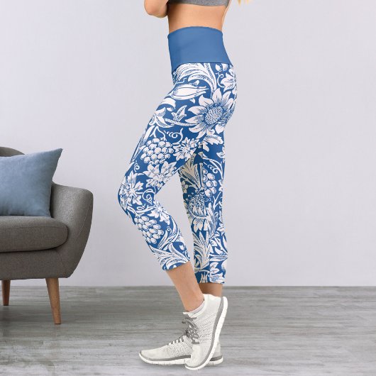 Leggings Capri Raisins de tournesol Motif bleu