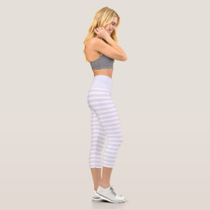 Leggings Capri Rayé horizontal simple blanc lavande