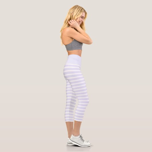Leggings Capri Rayé horizontal simple blanc lavande (Droite)