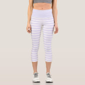 Leggings Capri Rayé horizontal simple blanc lavande (Recto)