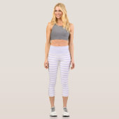 Leggings Capri Rayé horizontal simple blanc lavande (Recto)