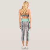 Leggings Capri Rayé noir et vert décontracté  (Verso)