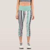 Leggings Capri Rayé noir et vert décontracté  (Recto)