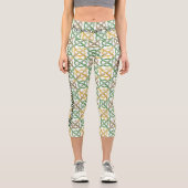 Leggings Capri Rayonnement de Nœud Celtique - Vert, Or & Blanc (Recto)
