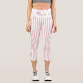 Leggings Capri Rayure blanche rose (Recto)
