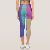 Leggings Capri Rayures Abstraites violettes, roses et gris (Verso)