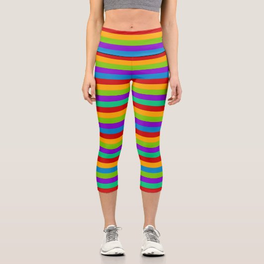 Leggings Capri Rayures arc-en-ciel (Recto)