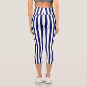 Leggings Capri Rayures blanches verticales Fond de couleur Navy e (Verso)