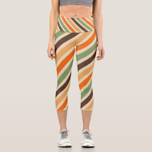 Leggings Capri Rayures Colorées Style Rétro Groovy Funky