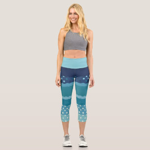 Leggings Capri Rayures et pois en nuances de bleu 