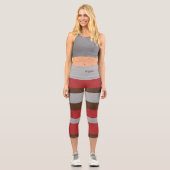 Leggings Capri Rayures Harmonieuses Lignes Horizontales Gris Roug (Recto)