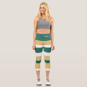 Leggings Capri Rayures Harmonieuses Lignes Vert Or Blanc (Recto)