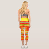 Leggings Capri Rayures horizontales brillantes arc-en-ciel rétro (Verso)