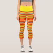 Leggings Capri Rayures horizontales brillantes arc-en-ciel rétro (Recto)