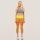 Leggings Capri Rayures horizontales brillantes arc-en-ciel rétro (Recto)