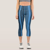 Leggings Capri Rayures Noir Bleu (Recto)
