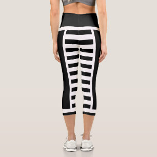 Leggings Capri Rayures noires et blanches grasses