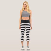 Leggings Capri Rayures noires et blanches grasses (Recto)
