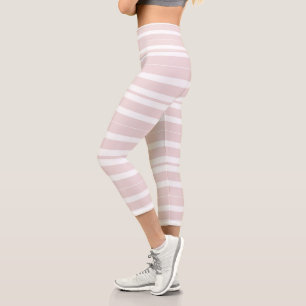 Leggings Capri rayures rose et blanche