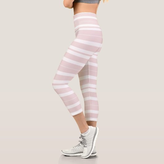 Leggings Capri rayures rose et blanche (Gauche)