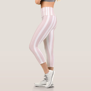 Leggings Capri rayures rose et blanche