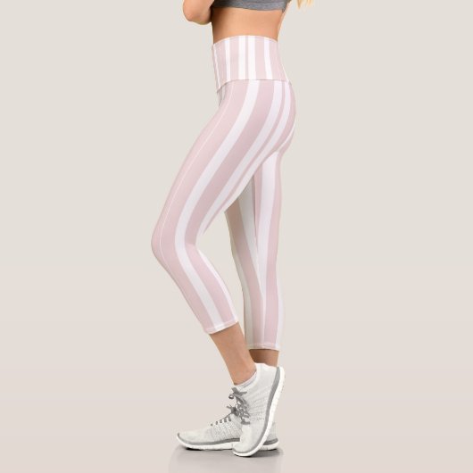 Leggings Capri rayures rose et blanche (Gauche)