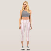 Leggings Capri rayures rose et blanche (Recto)