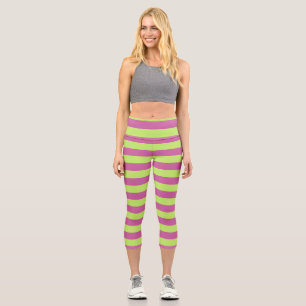 Leggings Capri Rayures roses et vertes