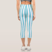 Leggings Capri Rayures verticales classiques bleu clair et blanc (Verso)