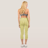 Leggings Capri Rayures verticales de style pailleté jaune vif (Verso)